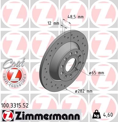 Brake Disc ZIMMERMANN 100331552