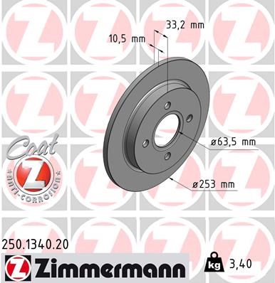 Brake Disc ZIMMERMANN 250134020