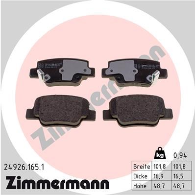 Brake Pad Set, disc brake ZIMMERMANN 249261651