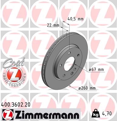 Brake Disc ZIMMERMANN 400360220