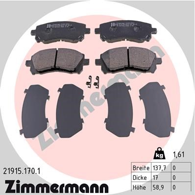 Brake Pad Set, disc brake ZIMMERMANN 219151701