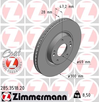 Brake Disc ZIMMERMANN 285351820