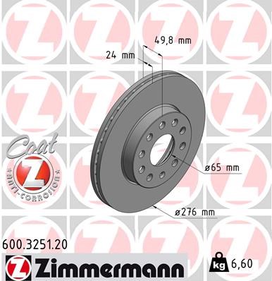 Brake Disc ZIMMERMANN 600325120