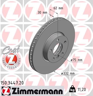Brake Disc ZIMMERMANN 150344720