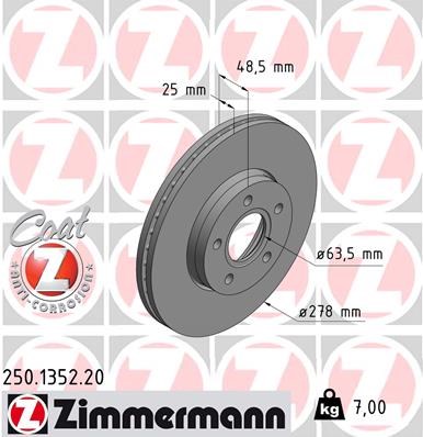 Brake Disc ZIMMERMANN 250135220