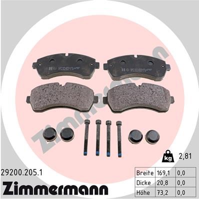 Brake Pad Set, disc brake ZIMMERMANN 292002051