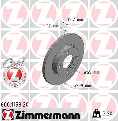 Brake Disc ZIMMERMANN 600115820