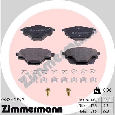 Brake Pad Set, disc brake ZIMMERMANN 258271752