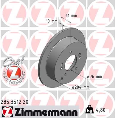 Brake Disc ZIMMERMANN 285351220