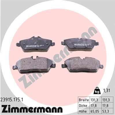 Brake Pad Set, disc brake ZIMMERMANN 239151751