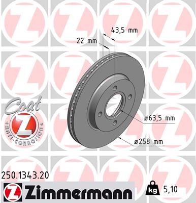 Brake Disc ZIMMERMANN 250134320