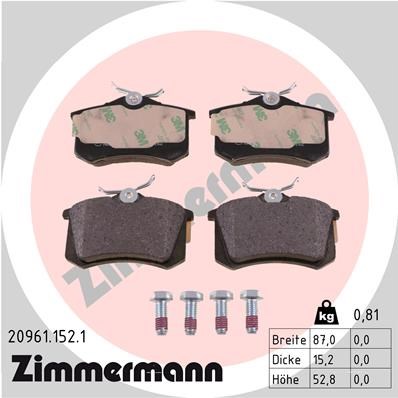 Brake Pad Set, disc brake ZIMMERMANN 209611521
