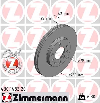 Brake Disc ZIMMERMANN 430148320