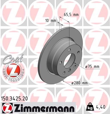 Brake Disc ZIMMERMANN 150342520